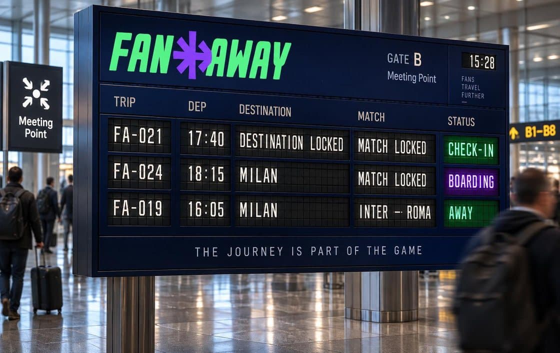 Painel de partidas com a marca FanAway